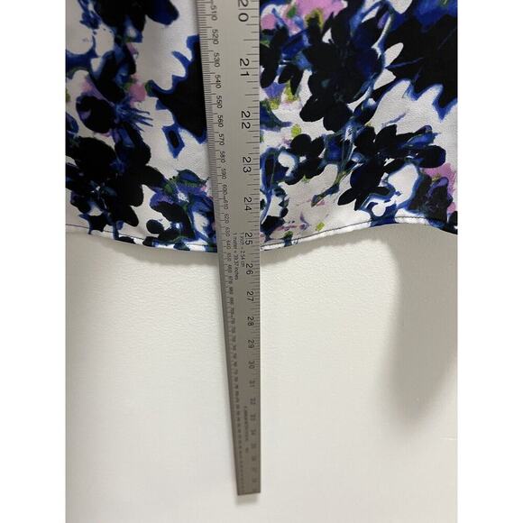 Express Top Women Medium Black Floral 3/4 Sleeve Blouse Chiffon Cut Out - Picture 4 of 14